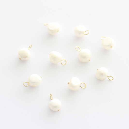 Freshwater 7-8mm Pearl Charms with Gold Loop - 10 pieces