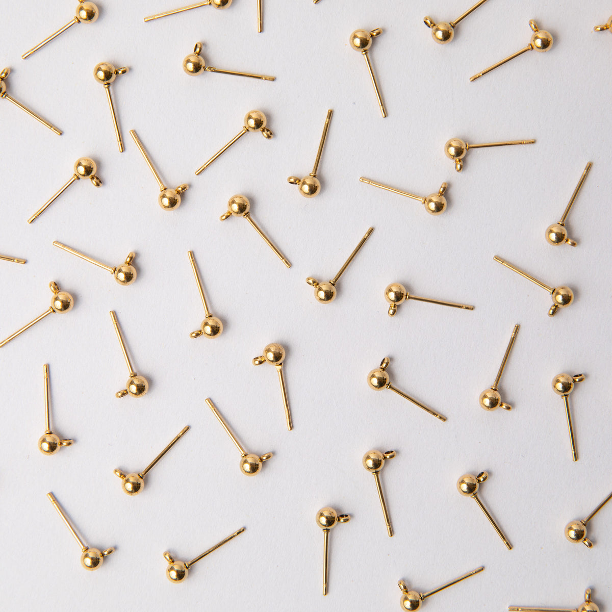 Gold 4mm Ball Stud Earring Posts in Stainless Steel (304)