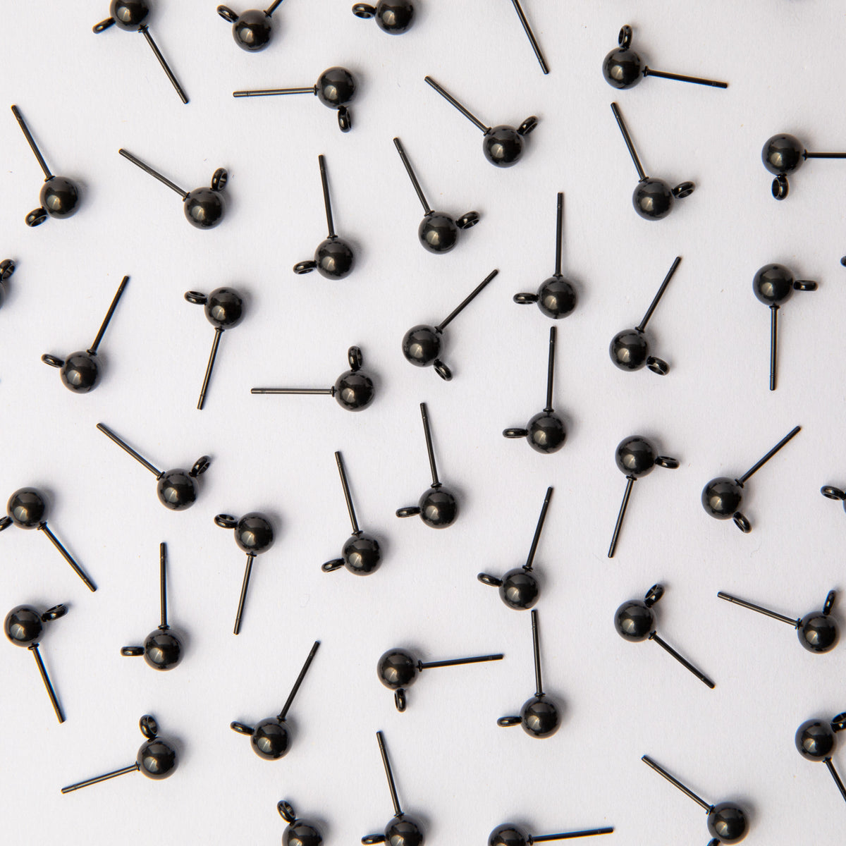 Black 6mm Ball Stud Earring Posts in Stainless Steel (304)
