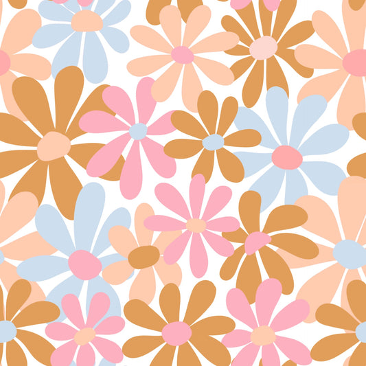 Wood - 2cm Circle - Abstract Floral - 54