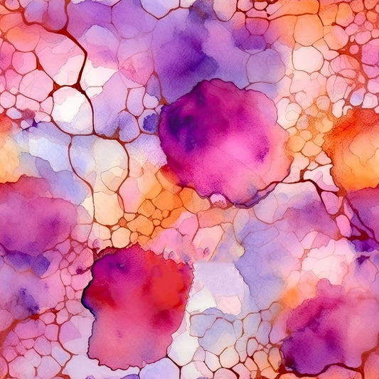 Clear Acrylic - 4cm Boho Flower - 1 Hole - Alcohol Ink- 14