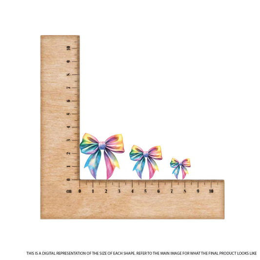 Rainbow Bow on Light Blue Acrylic - 2pcs (1 pair)