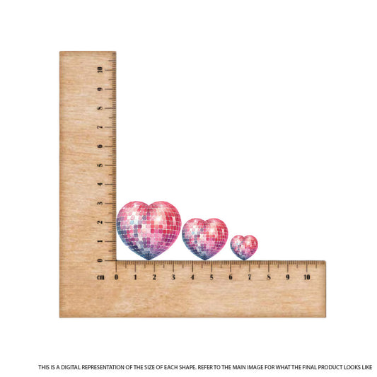 Disco Pink Love Heart on Light Pink Mirror Acrylic - 2pcs (1 pair)