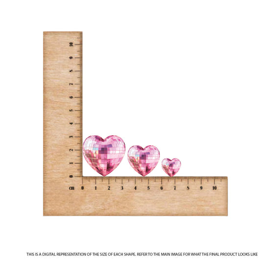 Disco Pink Love Heart on Bright Pink Mirror Acrylic - 2pcs (1 pair)