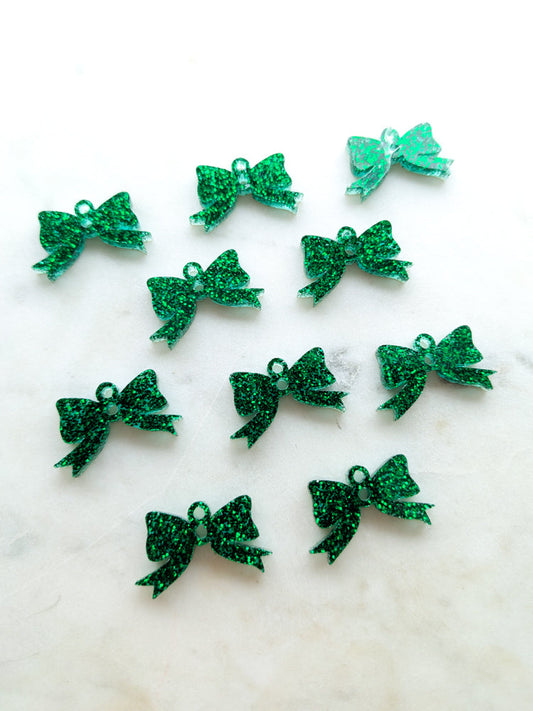 25mm Green Glitter Bows