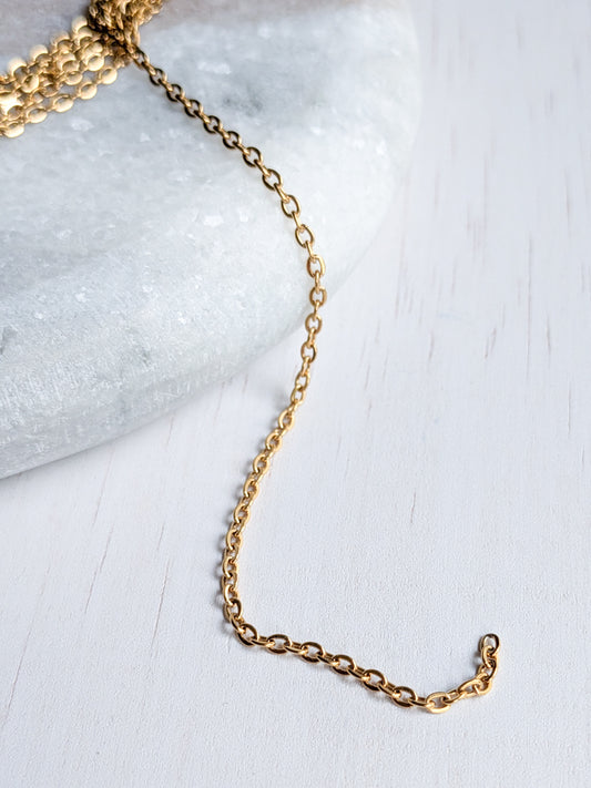 Cable Chain 2mm - Gold- Stainless Steel (304)- Sold by 1 metre lengths