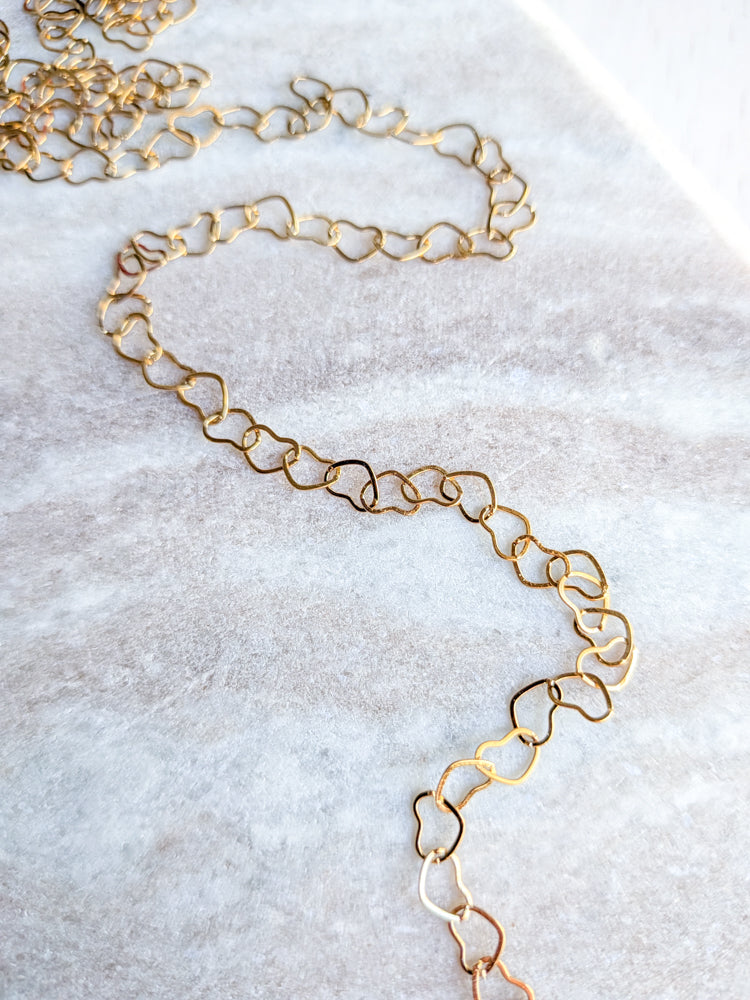 Heart Chain - Gold - Stainless Steel (304)- Sold by 1 metre lengths