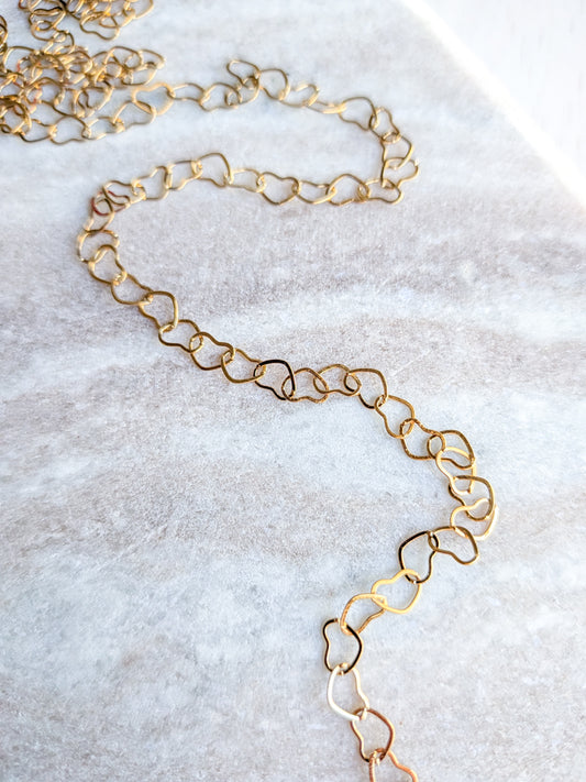 Heart Chain - Gold - Stainless Steel (304)- Sold by 1 metre lengths