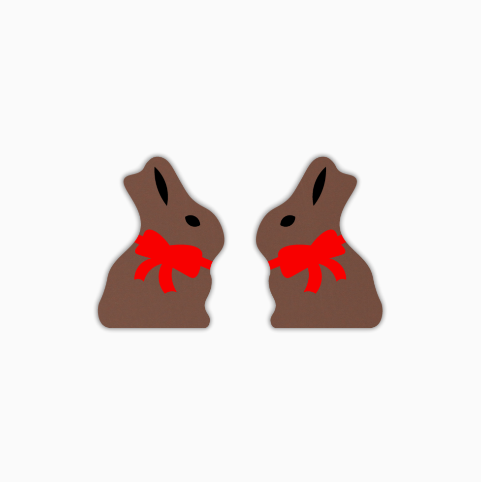 Chocolate Bunny, Easter Acrylic Shape - earring findings for jewellery making