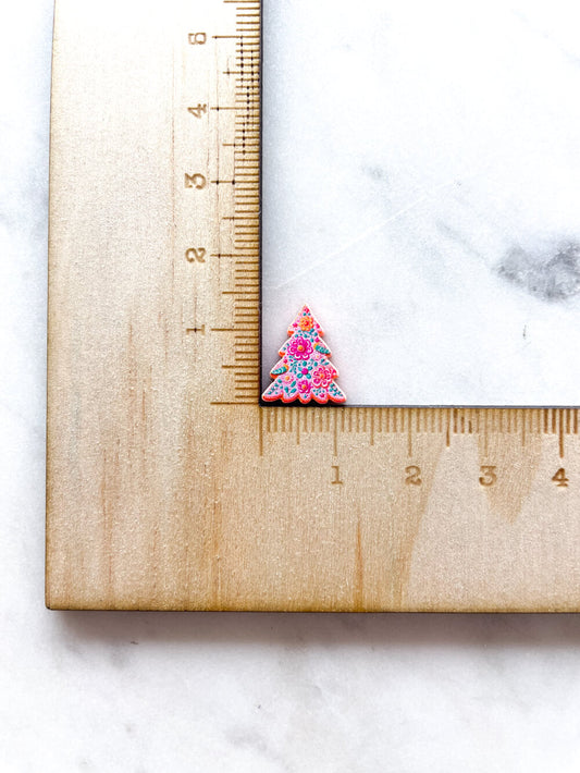 Studs - Gingerbread Christmas Tree on Salmon Acrylic - 1 pair(2pcs)