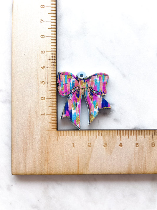 Large - Brushstroke Bow on Pastel Blue Acrylic - 1 pair(2pcs)