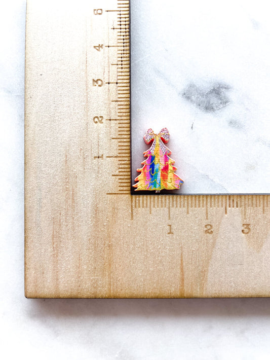 Studs - Brushtroke Christmas Tree 13 on Peach Acrylic - 1 pair(2pcs)