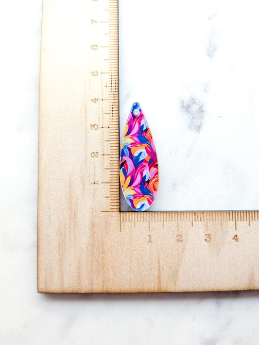 Clear Acrylic - 4cm Skinny Teardrop - 1 Hole - Summer - 22