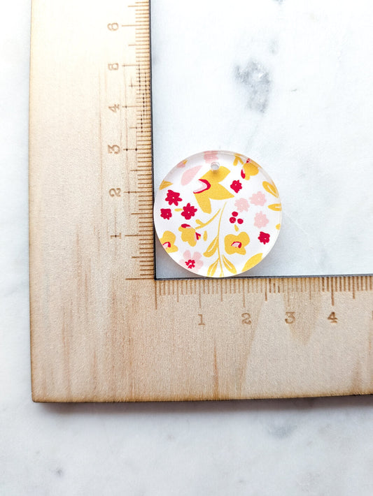 Clear Acrylic - 3cm Circle - 1 Hole - Blossoming Days - 07