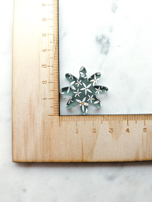 Clear Acrylic - 3cm Daisy - 1 Hole - Australiana - 32
