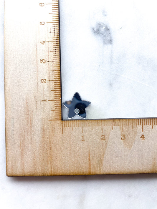 12.5mm or 15mm Silver Mirror Star Toppers/Studs- Various Pack Sizes