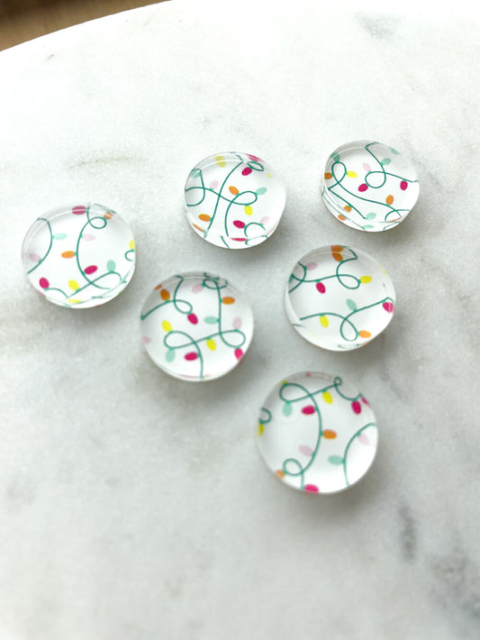 1.5cm Circle - Studs- Clear Acrylic - Christmas - 51