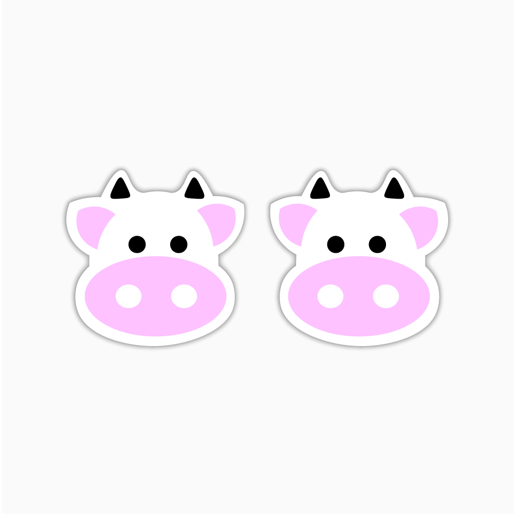 Cow Studs, Animal Acrylic Shape - earring findings for jewellery making