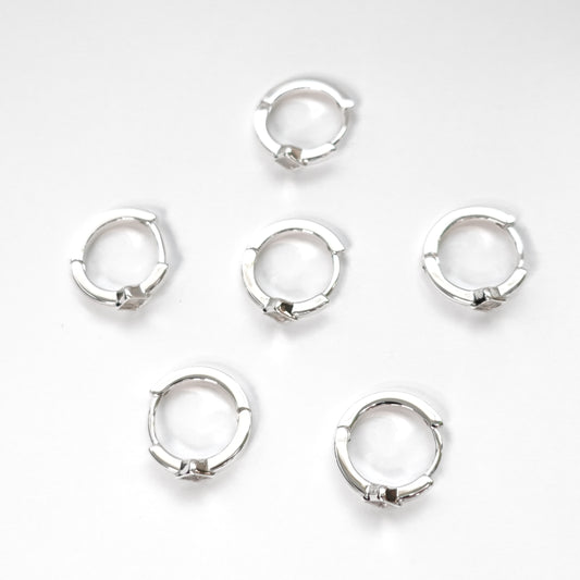 Diamond Polymer Clay Bezel Hoop Earrings – Silver – Stainless Steel (304) – 6 pieces