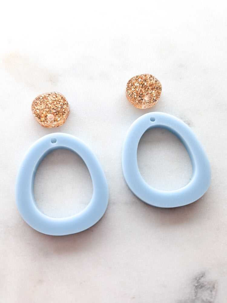 Organic Oval Dangle - Cool Blue - 1 pair