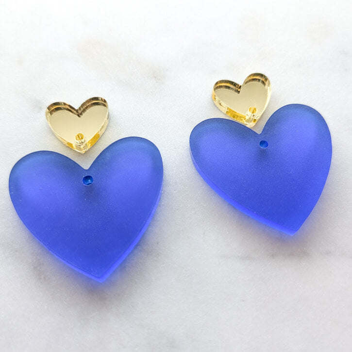 Heart Dangle - Cool Blue - 1 pair