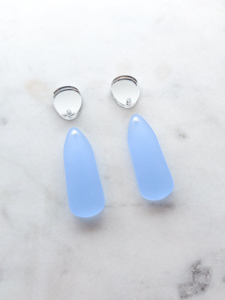 Organic Pin Drop Dangle - Cool Blue - 1 pair