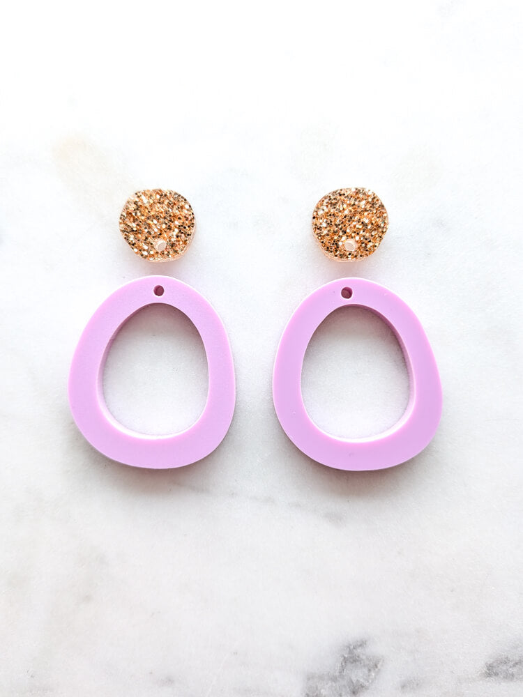 Organic Oval Dangle - Playful Pink - 1 pair