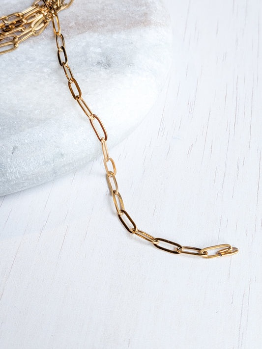 Link Chain - 3x8mm - Gold- Stainless Steel (304)- Sold by 1 metre lengths