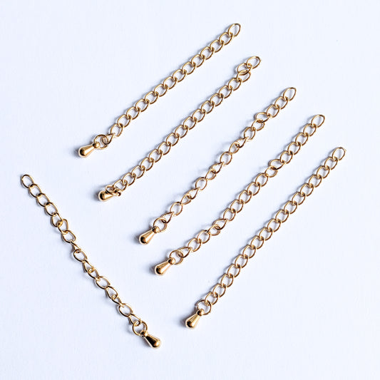 5cm Gold Stainless Steel Chain Extenders (304) - 6 Pieces