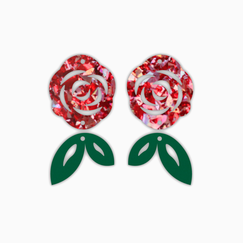 Hollow Rose Dangle, Valentines Acrylic Shape - earring findings for jewellery making