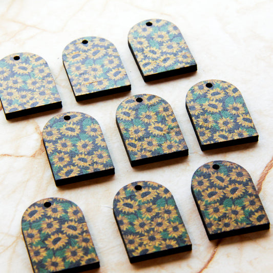 Wood - Small Arch - 1 hole (top) - Transparent print - Sunflower - 01