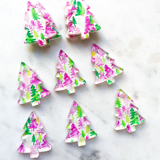 Clear Acrylic - 3cm Christmas Tree - 1 Hole - Christmas - 170