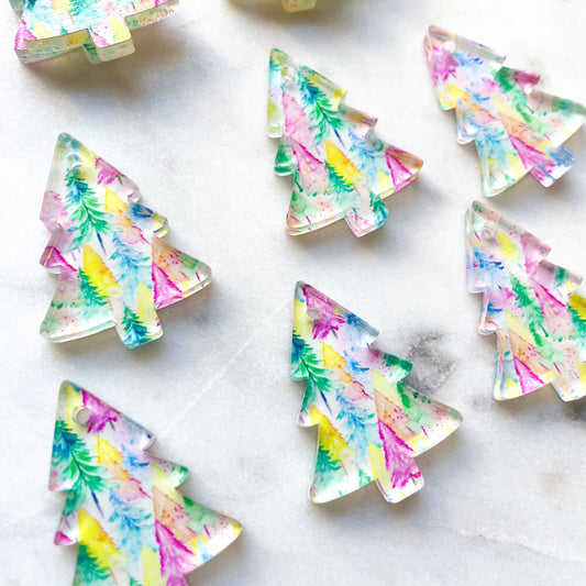 Clear Acrylic - 3cm Christmas Tree - 1 Hole - Christmas - 01
