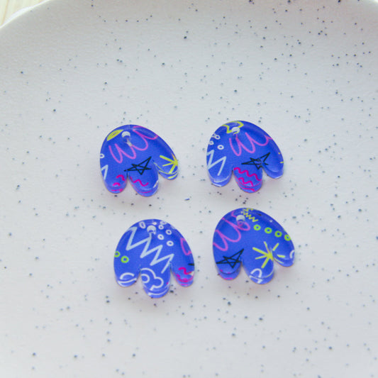Clear Acrylic - 2cm Boho Flower - 1 Hole - 80s - 06