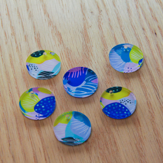 Clear Acrylic - 2cm Circle - 1 Hole - Summer Nights - 23