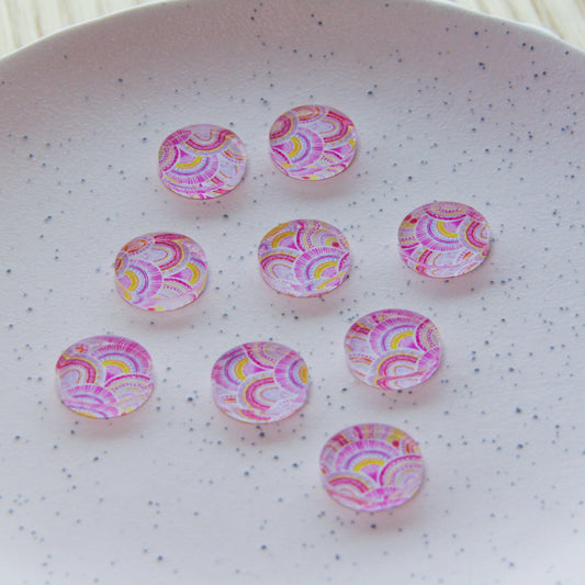 Clear Acrylic - 15mm - Circle - Studs - Watercolour - 10