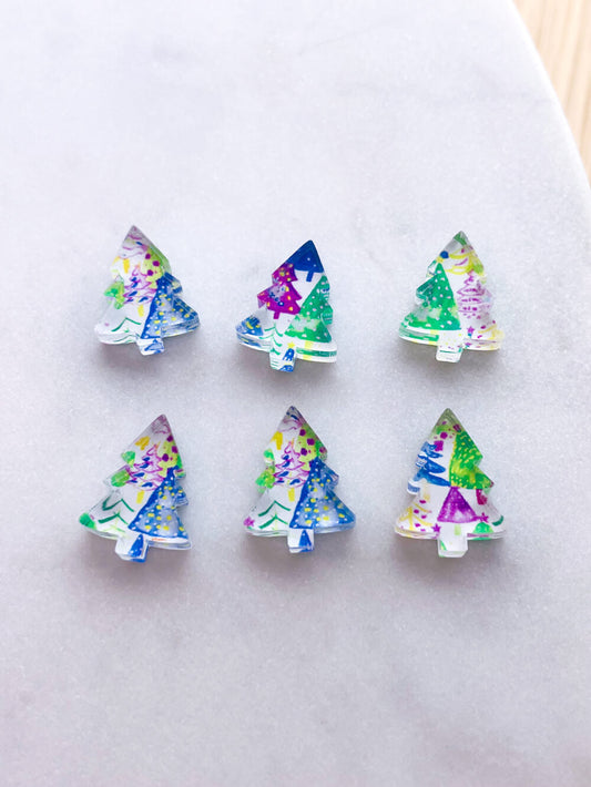 Clear Acrylic - 1.5cm Christmas Tree - Studs - Christmas - 195