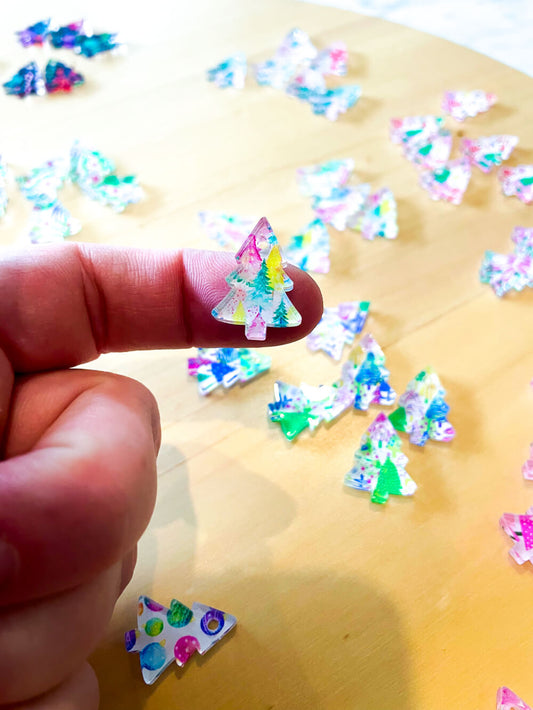 Clear Acrylic - 2cm Christmas Tree - 1 Hole- Christmas - 01
