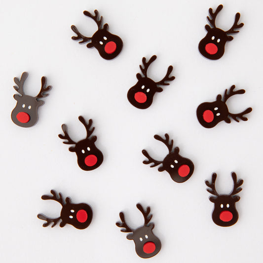 Rudolph The Red Nose Reindeer - 25mm dangles or Studs - Christmas Acrylic Shape - 1 pair