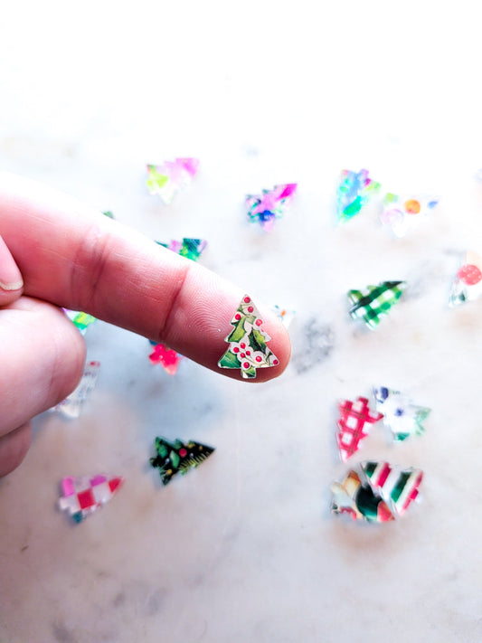 Clear Acrylic - 1.5cm Christmas Tree - Studs - Christmas - 84