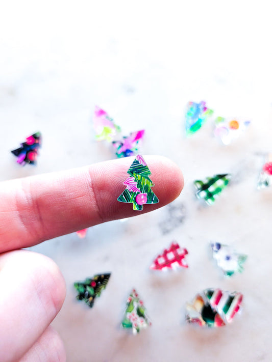Clear Acrylic - 1.5cm Christmas Tree - Studs - Christmas - 202