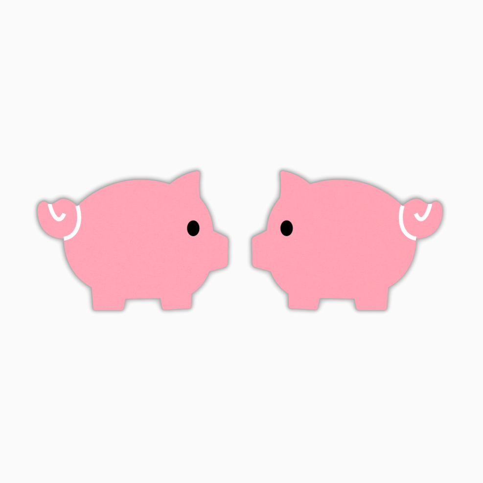 Piggy Studs, Animal Acrylic Shape - earring findings for jewellery making