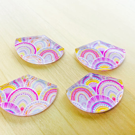 Clear Acrylic - 4x2.8cm - Fan - Watercolour - 10