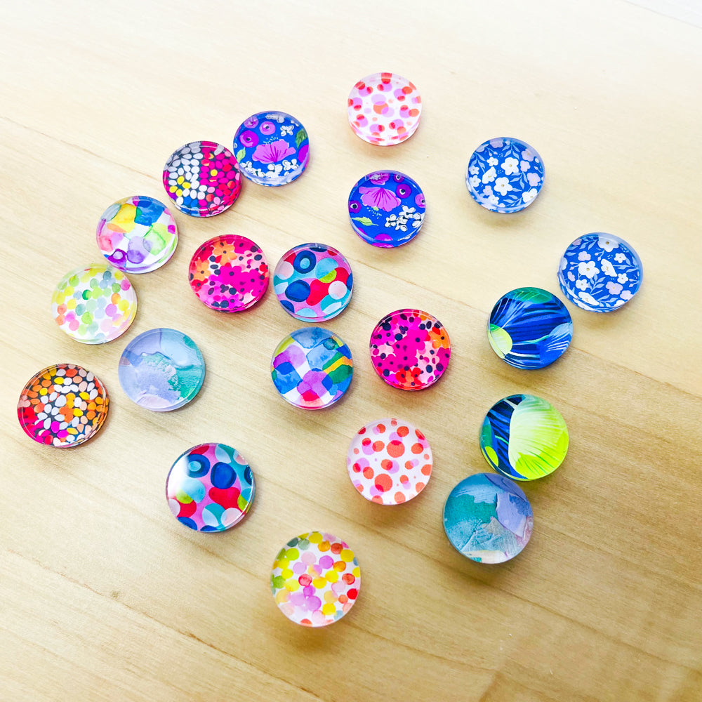 Clear Acrylic - 15mm Circle Studs - Mixed Bag - 10 pair (20pcs)