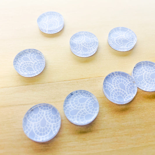 Clear Acrylic - 1.5cm Circle - Studs - Winter Picnic - 04