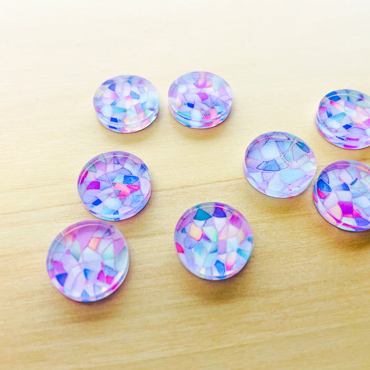 Clear Acrylic - 1.5cm Circle - Studs - Watercolour - 76