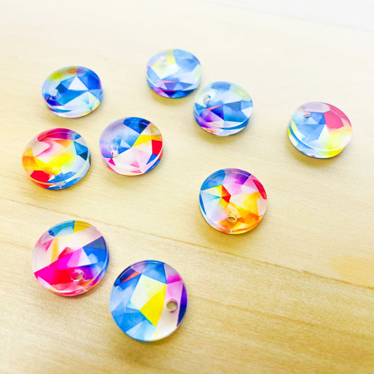 Clear Acrylic - 1.5cm Circle - 1 hole - Watercolour - 23