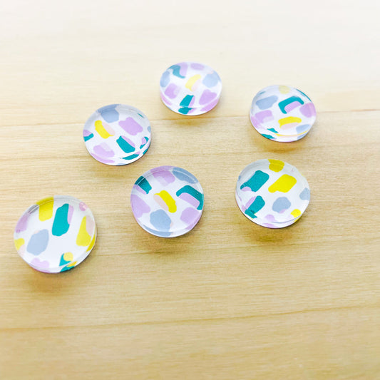Clear Acrylic - 1.5cm Circle - Studs - Beach Picnic - 08