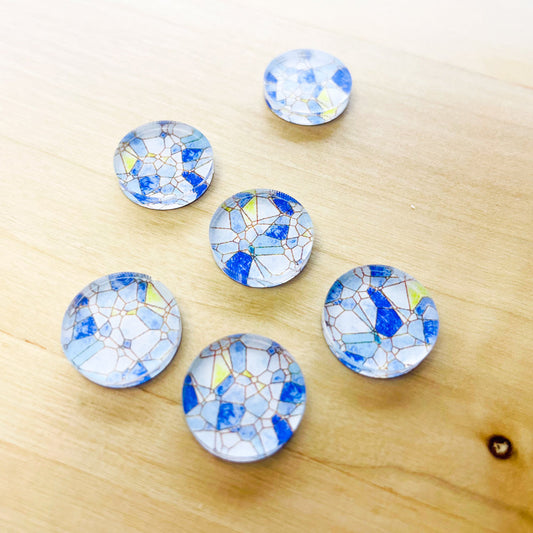 Clear Acrylic - 1.5cm Circle - Studs - Stained Glass - 03