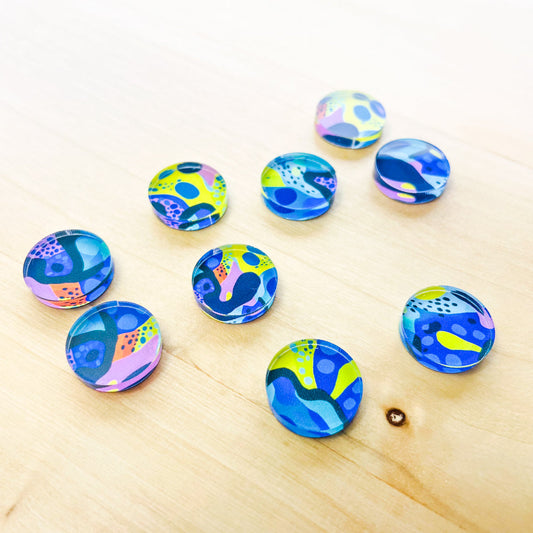 Clear Acrylic - 1.5cm Circle - Studs - Summer Nights - 22